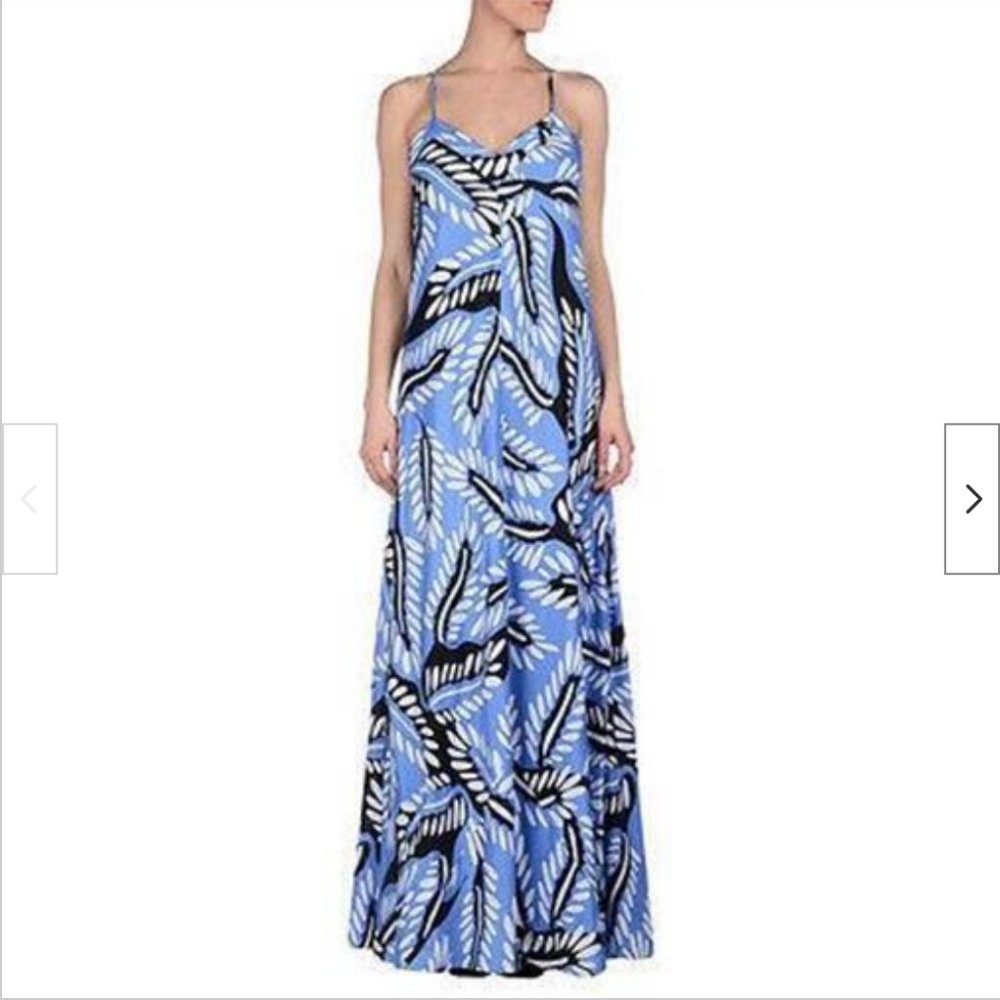 Diane Von Furstenberg Barths Maxi Dress in Riviera Buds Multi Cornflower Print